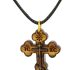Most Original Gifts AUTHENTIC Bethlehem Olive Wood Eastern Cross Pendant in Natural Cotton Pouch with Christogram – Cross for Men & Women