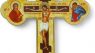 BlessedMart Ukrainian Orthodox Wall Cross - Wooden Byzantine Crucifix with Theotokos and St John for Home Altar - 8 Inch