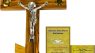 Holy Land Market Olive Wood Eastern Orthodox Cross - Hand Carved Brown Wooden Crucifix with Holy Land Samples, 10 in