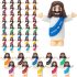 50 Pcs Little Jesus Figurines Bulk, Multi-Colors Small Jesus Toys Printed with Jesus Loves You Christ Savior Little Jesus Doll for Hide and Seek Classic Religious Gifts, Baptism Activities