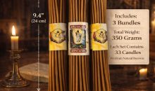 ZULUF 33 Beeswax Taper Candles Blessed at Holy Sepulchre Jerusalem – 9” Honey Scent Orthodox Church Prayer Candles, Christian Devotional Candles for Liturgy, Easter, Home Altar – 3 Bundles (99 Total)