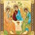Needzo Gold Foil Orthodox Holy Trinity Icon, Rublev Style With Stand and Wall Hanging 4 3/4 Inch Needzo Gold Foil Orthodox Holy Trinity Icon, Rublev Style With Stand and Wall Hanging 4 3/4 Inch