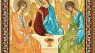 Needzo Gold Foil Orthodox Holy Trinity Icon, Rublev Style With Stand and Wall Hanging 4 3/4 Inch