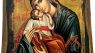 Wooden Greek Christian Orthodox Wood Icon of Virgin Mary and Jesus Christ / A0