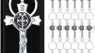 Junkin 24 Pack Saint Benedict Crucifix Jesus Keychain Medal Cross Catholic Keychain Recuerdos De Bautizo for Baptism Communion