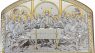 Silver Canvas Last Supper Byzantine Icon, 925 Sterling Silver Orthodox Christian Greek Handmade Wall Decor, Gilded Design, 7 x 5 in (AC-1/019G/K)