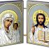 Needzo Christ the Teacher and Virgin Mary of Kazan Icon Diptych Orthodox Catholic Christian Icons, 5 1/4 Inch, Silver Gold Foil Needzo Christ the Teacher and Virgin Mary of Kazan Icon Diptych Orthodox Catholic Christian Icons, 5 1/4 Inch, Silver Gold Foil