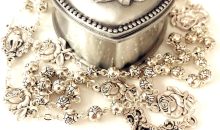 elegantmedical HANDMADE Silver rose beads Catholic 5 DECADE Rosary case Cross Gift Box Italy crucifix cross