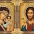 Christ The Teacher and Virgin of Kazan Russian Orthodox Icon Diptych 8 Inch, Gold Foil Christ The Teacher and Virgin of Kazan Russian Orthodox Icon Diptych 8 Inch, Gold Foil