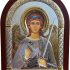 Guardian Angel Byzantine Icon, 925 Sterling Silver Orthodox Christian Greek Handmade Wall Decor, Red Frame, 9 x 7 in (A-5/007/GK)