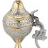 Greek Orthodox Censer, Brass Incense Burner with Engraved Cross (7698-gn/1) | Handmade Tabletop Incense Burner, Silver & Gold Tone Finish, 5.5 in (14 cm) Height, Traditional Ritual Object, Brass