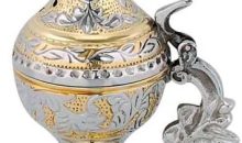 Greek Orthodox Censer, Brass Incense Burner with Engraved Cross (7698-gn/2)