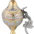 Greek Orthodox Censer, Brass Incense Burner with Engraved Cross (7698-gn/2)