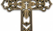 Comfy Hour Decorative Cross for Wall, 13.3 Inch Wall Crosses for Home Decor, Antique Bronze Style Polyresin Religious Plaque, Ornate Hollow Out Hanging, 1 Unit
