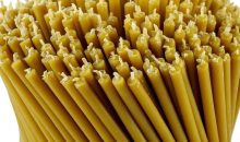 Danilovo Pure Beeswax Candles – Honey-Scented, Decorative Thin Taper Candles – Ideal for Birthday Decoration or Church Prayers – Drip Free, Tall & Smokeless Pack of 50 pcs, 7.3 x 0.24 inch