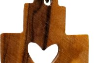 Logos Trading Post Heart Cross, Wooden Cross Necklace for Men & Women, Certified Holy Land Olive Wood Orthodox Pendant Necklace from Bethlehem Israel, Christian & Catholic Religious Keepsake Gift