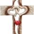 Oooct Carved Cross, Resin Cross Wall Decor, Intertwined Hearts & Never Separates Love, Great Christian Gift, Wall Art Gift, Home Living Room Decor – 6.88 × 5.23 Inch