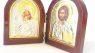 Orthodox Christian Diptych Icon Set, Virgin Mary and Jesus Christ, Silver and Gold Tone, Wood Frame, Religious Home Decor