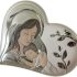 Silver Canvas Virgin Mary with Child Catholic Icon, 925 Sterling Silver Handmade Religious Wall Icon with Wood Frame, Greek Orthodox Christian Decor, White 6 x 5 Inch, KS-2/027