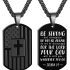 Zocomi Dog Tag Cross Necklace for Men Boys, 24 Inches American Flag Bible Verse Pendant Chain Christian Religious First Communion/Confirmation Jewelry Gifts
