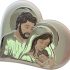 Holy Family Catholic Icon, 925 Sterling Silver Handmade Religious Wall Icon with Wood Frame, Greek Orthodox Christian Decor, White 8 x 7 Inch, KS-3/025