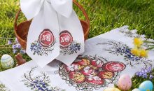 Yungyan 2 Pcs Easter Basket Bow and Cover Set Ukrainian Embroidered Orthodox Easter Religious Gift Pascha Basket Bow Ribbon and Napkin with “xb” Monogram for Traditional Orthodox Pascha Celebrations