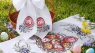 Yungyan 2 Pcs Easter Basket Bow and Cover Set Ukrainian Embroidered Orthodox Easter Religious Gift Pascha Basket Bow Ribbon and Napkin with “xb” Monogram for Traditional Orthodox Pascha Celebrations