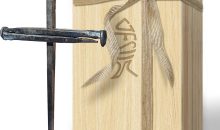 LeMeeOly Jesus Christ Crucifixion Nail Metal Cross Wooden Base, Religious Gifts for Men Women, Baptism & Religious Gifts for Men Women,Christian Home Decor (Solid Wood Base)