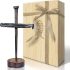 LeMeeOly Jesus Christ Crucifixion Nail Metal Cross Wooden Base, Religious Gifts for Men Women, Baptism & Religious Gifts for Men Women,Christian Home Decor (Solid Wood Base)