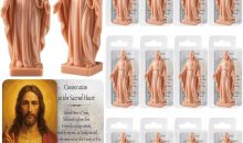 Bucherry 12 Set First Communion Gifts for Guest 2.9 Inch Mini Jesus Figurines for Car Religious Favors Sacred Heart of Jesus Statue with Prayer Cards for Christmas Easter Favors Office Desk Car Decor