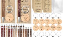Lincia 20 Sets Bible Verse Pens Bamboo with Scripture Bookmarks Keychains Lincia 20 Sets Bible Verse Pens Bamboo with Scripture Bookmarks Keychains