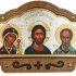 Religious Gifts Protection Travel Car Icon Christ The Teacher Angel with Three Bar Cross and Saint St Nicholas 3 5/8 Inch