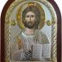 Silver Canvas Jesus Christ Byzantine Icon, 925 Sterling Silver Handmade Orthodox Religious Wall Decor with Wood Frame, Greek Christian Icon, 8″ L x 6″ W, Red Back (A-4/001G/K)