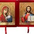 Needzo Christ The Teacher and Virgin of Kazan Orthodox Icon Diptych In Red Faux Velvet Case, Virgin Mary and Christ 8 Inch, Religious Wedding Gift