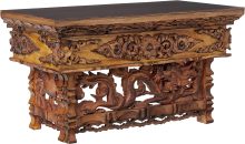 Tribe Azure Fair Trade Small Altar Table, Meditation Table Altar, Small Puja Table, Meditation Altar Wood Wiccan Buddhist, Tea Japanese, Low Side Dragon (Small)
