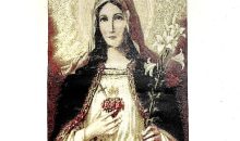 Religious Icon – Holy Saint Mary Blessed Virgin – Sacred Heart – Wall Hanging Tapestry Banner Large Art Decor – Christian Orthodox Catholic Cross – 16 x 8 inch – Ideal Christmas