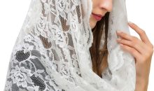 PAMOR Infinity Chapel Veil Floral Latin Mass Head Covering Lace Scarf Mantilla Veils for Church