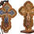 2 Pcs Russian Three Bar Orthodox Cross Wall Table Crucifix of Jesus Christ 3,1”