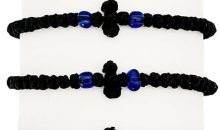 10Pcs/Set Blessed Greek Christian Orthodox Handmade Prayer Rope from Mt. Athos (Komboskoini Chotki) Thin Black with Black Metalic Cross Religious gift Christmas Gift for Men Women (BlacK&Blue)