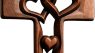 Hand-Carved Intertwined Hearts 9.84 inches Wooden Wall Cross for Wall Sacred, Mothers Day Gifts for Mom ,Handmade Hanging Cross Heart-Shaped Decoration Marriage Wedding Valentine Wood Decorative Gift