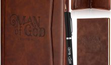 Fuyoooo 3 Pcs Man of God Gifts for Men, Leather Portfolio Notebook Pen Set
