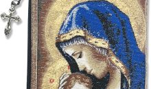 Religious Gifts Madonna and Child Mother’s Embrace Icon Cloth Tapestry Rosary Pouch, 5 3/8 Inch