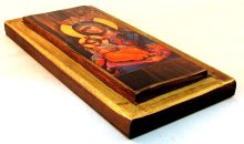 Iconsgr Handmade Wooden Greek Christian Orthodox Wood Icon of Virgin Mary & Jesus Christ Axion Esti / H1