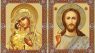 Needzo Christ the Teacher and Virgin Mary Madonna and Child, Orthodox Catholic Christian Icon Diptych 8 inch tall, Feodorovskaya Mother of God
