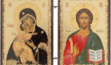 BlessedMart Orthodox Christian Pocket Diptych Icons – Folding Mini Byzantine Icons of Christ and Theotokos – 3.35″ Tall Travel Icons (Theotokos of Vladimir and Christ the Teacher)