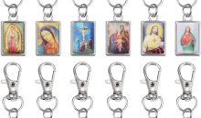 20Pcs Rectangle Religion Jesus Virgin Mary Keychain Virgen de Guadalupe Keychain Catholic Gifts for Men Women Baptism Confirmation Christian Church Souvenir