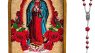 Wooden Rosary Tray with Rosary, Our Lady of Guadalupe Wood Plaque Catholic Icon Home Altar Decor, Virgin Mary Rosary Holder with Rosary Beads