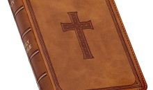 KJV Holy Bible, Compact Large Print Faux Leather Red Letter Edition – Ribbon Marker, King James Version, Saddle Tan