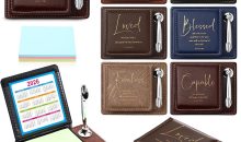 Spakon 6 Set Christian Note Holders with Scripture Leather Pen, Multicolor Spakon 6 Set Christian Note Holders with Scripture Leather Pen, Multicolor