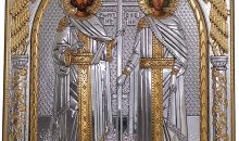 Saints Constantine and Helen Silver Orthodox Icon/Greek/Handmade Saints Constantine and Helen Silver Orthodox Icon/Greek/Handmade